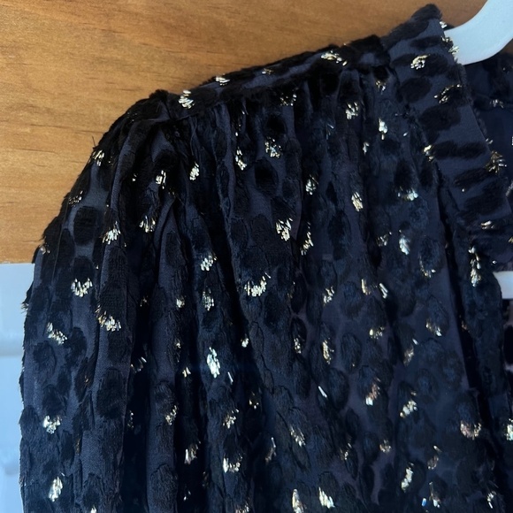 A.L.C. Ophelia Black Velvet Print Sheer Blouse  Top in Carob Metallic,Size 6 NWT - Picture 9 of 16
